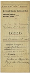 Leland Stanford Deed Signed in 1886 as President of the Central Pacific Railroad Company